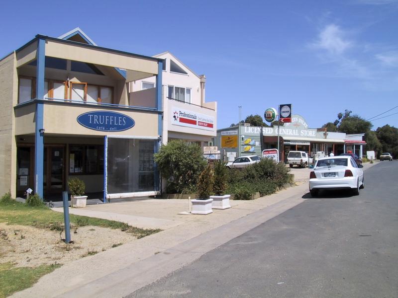 Aireys Inlet - General Store and shops, Great Ocean Road at Albert Avenue: Shops, view south along Great Ocean Road, north of Albert Avenue