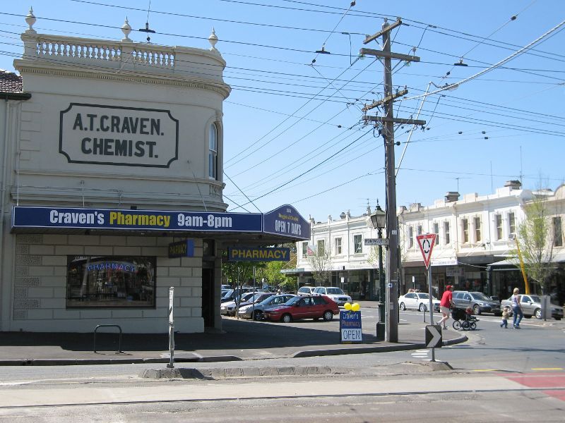 Albert Park - Shops and commercial centre, Bridport Street: View north-east along Bridport St at Montague St