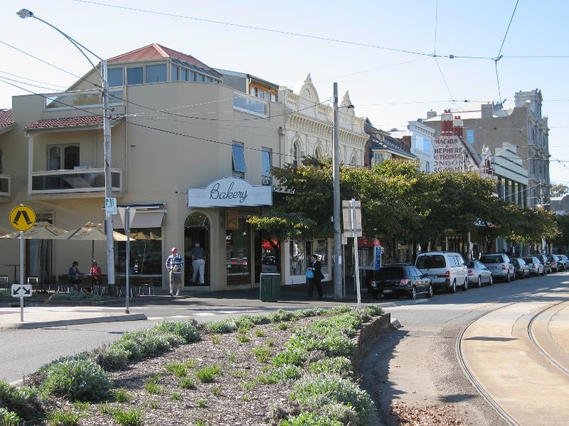 Albert Park - Shops and commercial centre, Bridport Street: View north-east along Bridport St at Merton St