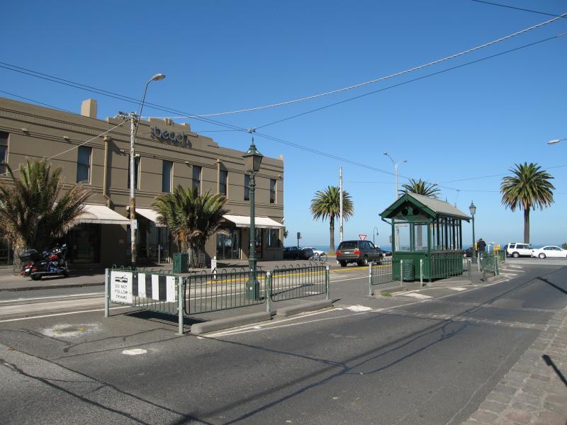 Albert Park - Shops, Victoria Avenue: View south-west along Victoria Av towards Beaconsfield Pde and Beach Hotel