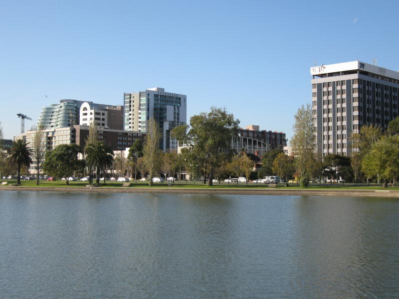 Albert Park - Albert Park Lake, southern end at Aughtie Drive, Ross Gregory Drive, Lakeside Drive: View north-east across lake from Ross Gregory Dr