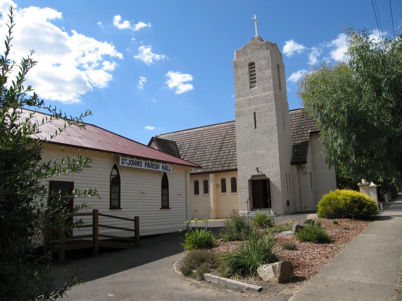 Alexandra - Around Alexandra: St Johns Anglican Church and Parish Hall, corner Downey St and Villeneuve St