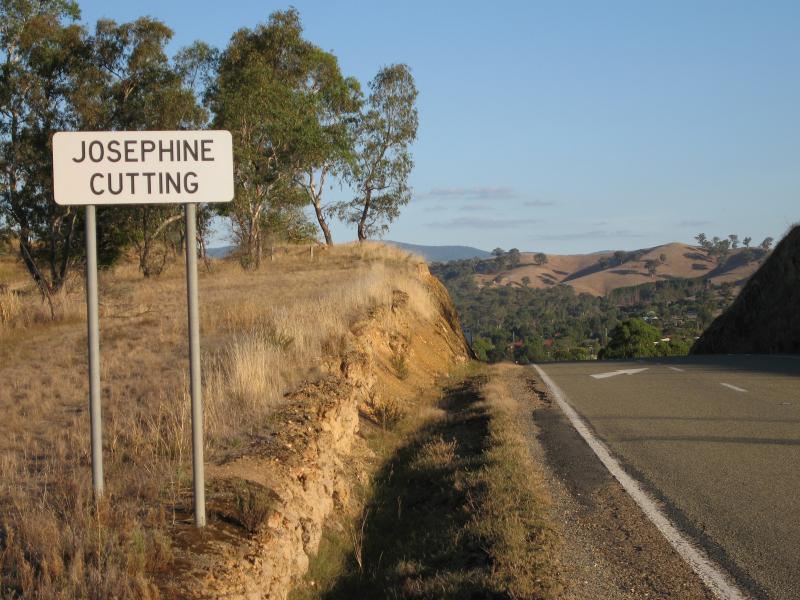 Alexandra - Josephine Cutting, Maroondah Highway north-west of Alexandra: View south-east along Maroondah Hwy through Josephine Cutting