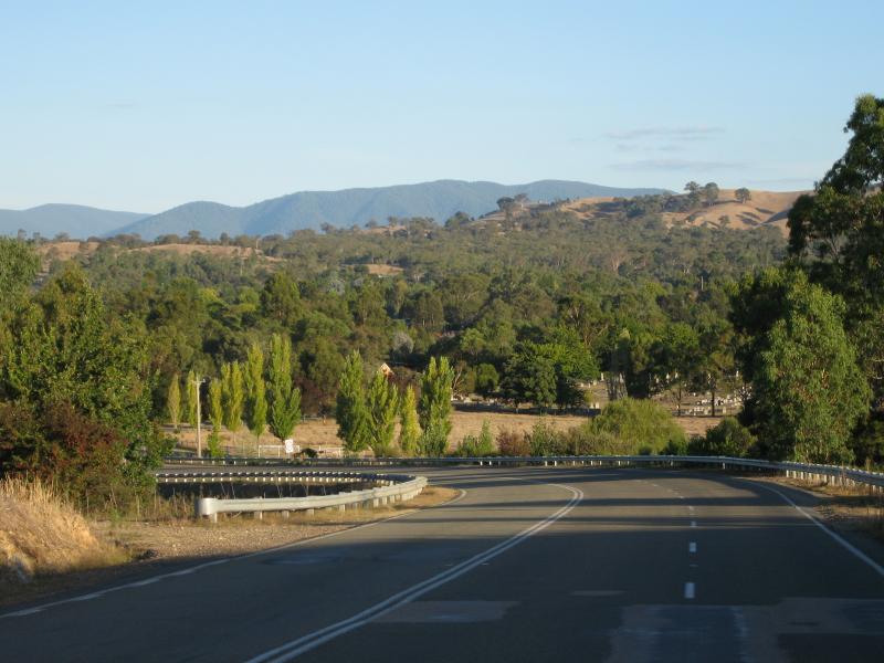 Alexandra - Josephine Cutting, Maroondah Highway north-west of Alexandra: View south-east along Maroondah Hwy south of Josephine Cutting