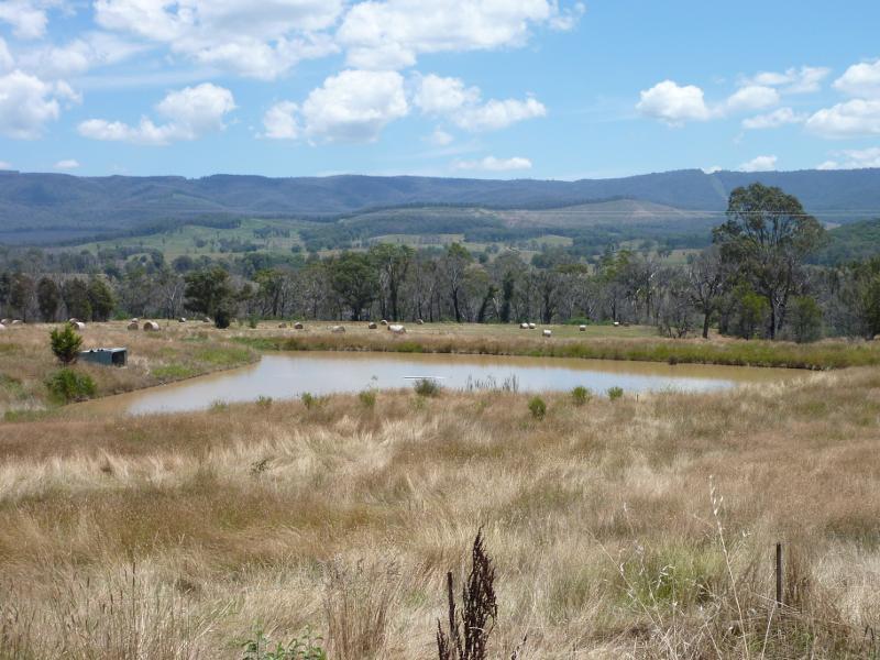 Alexandra - Cathedral Range and surroundings, south of Taggerty: Westerly view from Maroondah Hwy at Clearview Ct