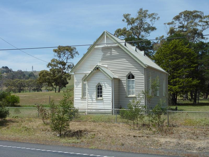 Anakie - Ballan Road, north of town centre: Old church, east side of Ballan Rd, 1.5 km north of general store