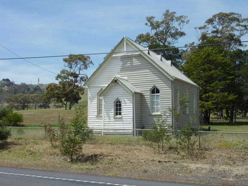 Anakie - Ballan Road, north of town centre - Old church, east side of Ballan Rd, 1.5 km north of general store