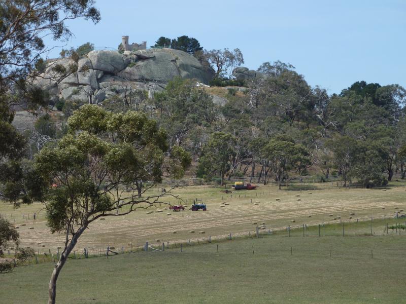 Anakie - Ballan Road, north of town centre: North-east view towards Elephant Rock and Fairy Park