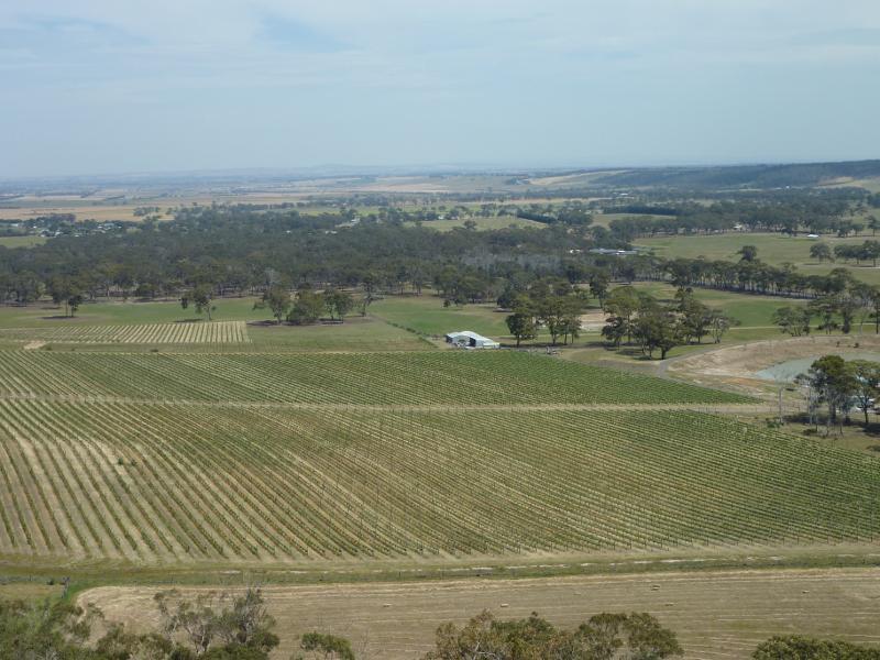 Anakie - Fairy Park, Ballan Road: Southerly view from summit over Del Rios Winery