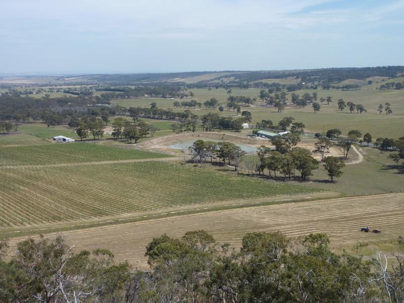 Anakie - Fairy Park, Ballan Road: South-westerly view from summit over Del Rios Winery