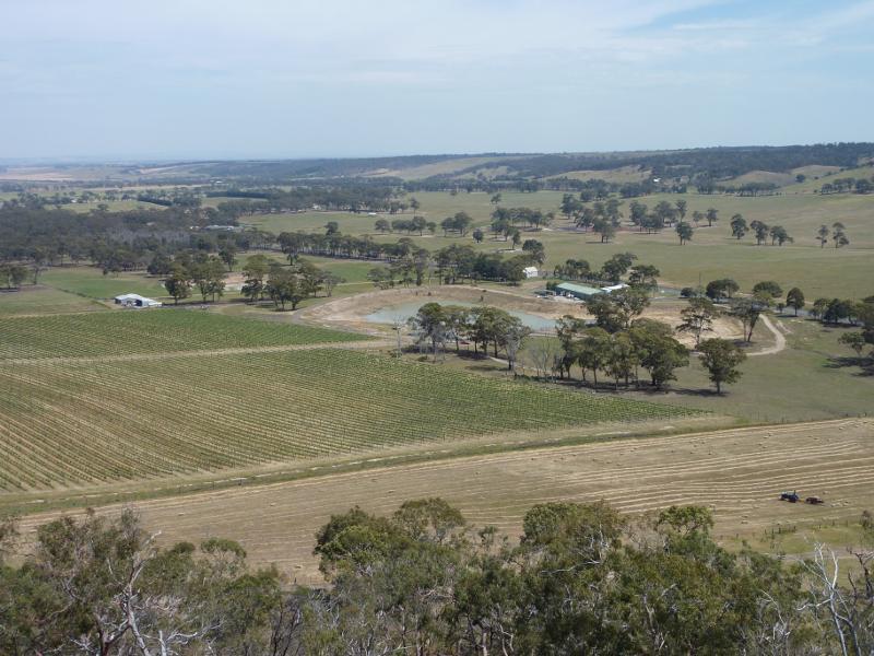 Anakie - Fairy Park, Ballan Road - South-westerly view from summit over Del Rios Winery