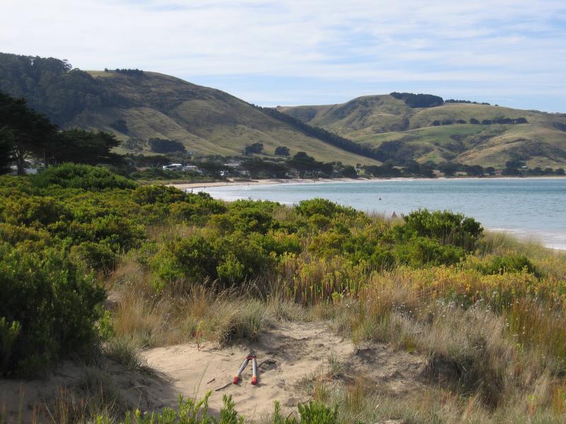 Apollo Bay - Beach in town centre: View north along coast from near Thomson St