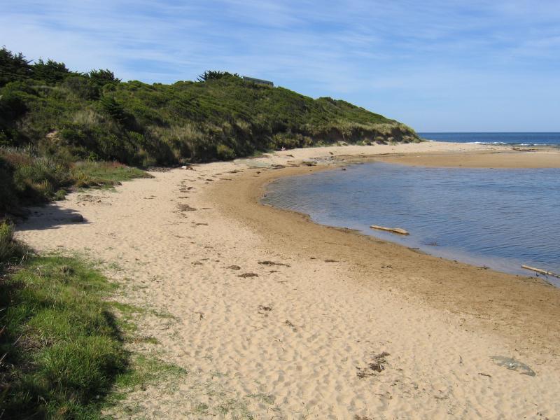 Apollo Bay - Mounts Bay and Barham River: View east along beach near river mouth