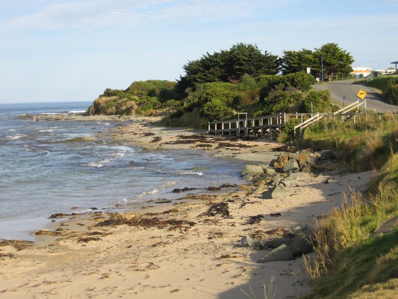 Apollo Bay - Town of Marengo, south of Apollo Bay: View south-east along coast towards Hayley Point