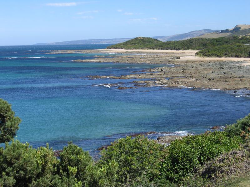 Apollo Bay - Great Ocean Road between Skenes Creek and Cape Patton: View south-west along coast near Carisbrook Creek