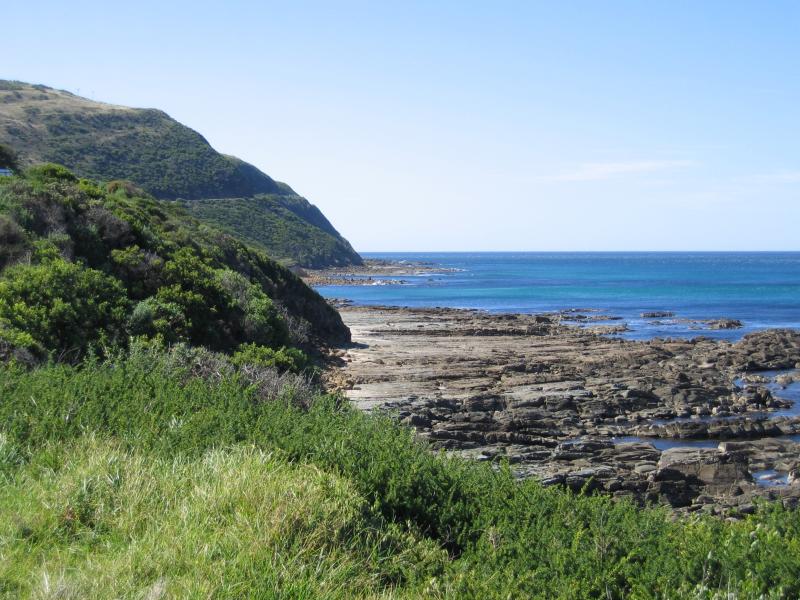 Apollo Bay - Great Ocean Road between Skenes Creek and Cape Patton: View north-east along coast near Carisbrook Creek