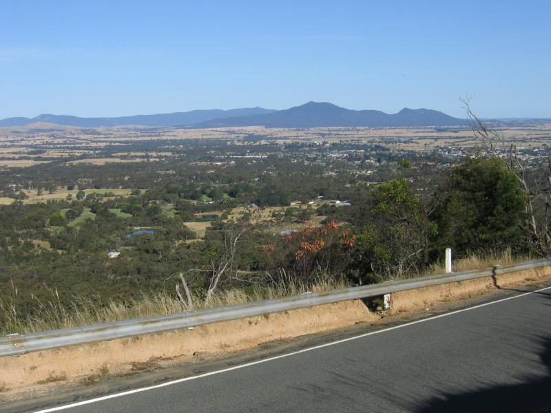Ararat - One Tree Hill and Pioneer Memorial Lookout: View east across One Tree Hill Rd towards Ararat from communications tower