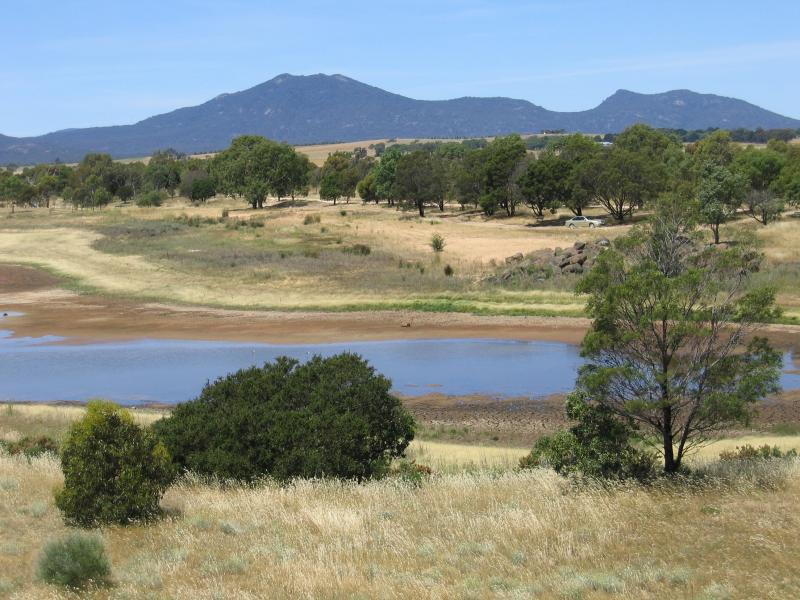 Ararat - Green Hill Lake, Western Highway, 4 km east of Ararat: View east across lake from lookout tower