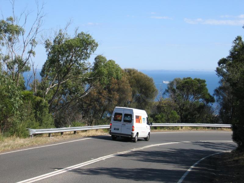 Arthurs Seat - Arthurs Seat Road at Bowen Point: View along road with sea in background