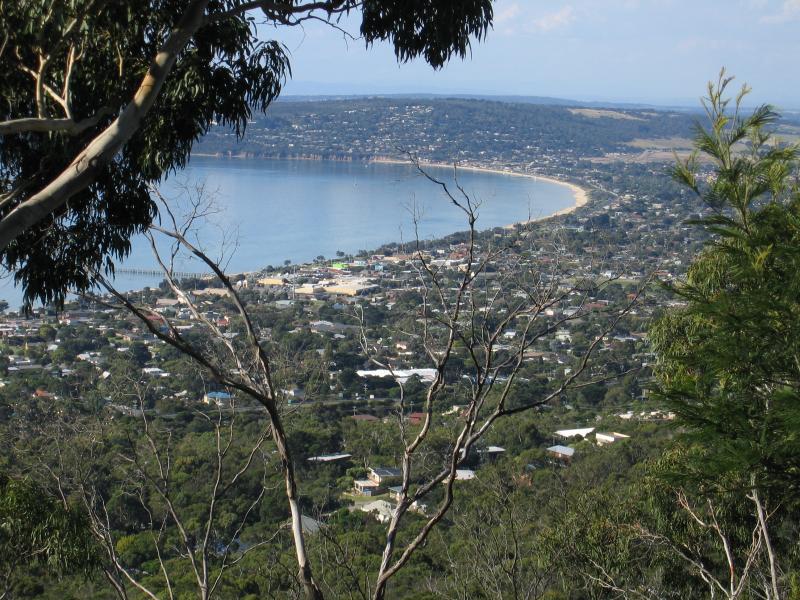 Arthurs Seat - Views near Franklin Point: View north-east towards Safety Beach and Mount Martha