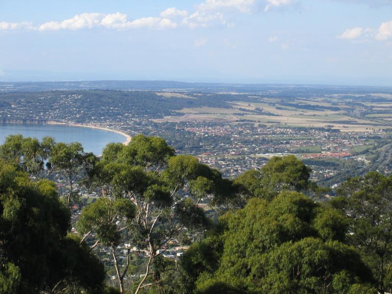 Arthurs Seat - Views at Arthurs Seat peak: View inland towards Safety Beach and Dromana