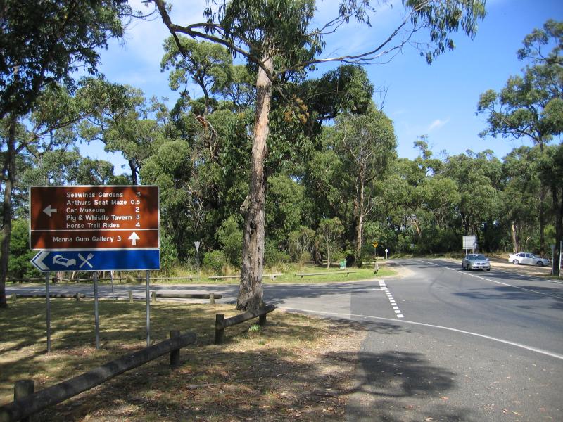Arthurs Seat - Other attractions at the peak: View west along Arthurs Seat Rd towards Purves Rd