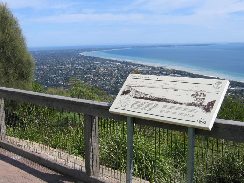 Arthurs Seat - Seawinds Gardens, Arthurs Seat State Park, Purves Road: Views west along Mornington Peninsula from Bay Lookout