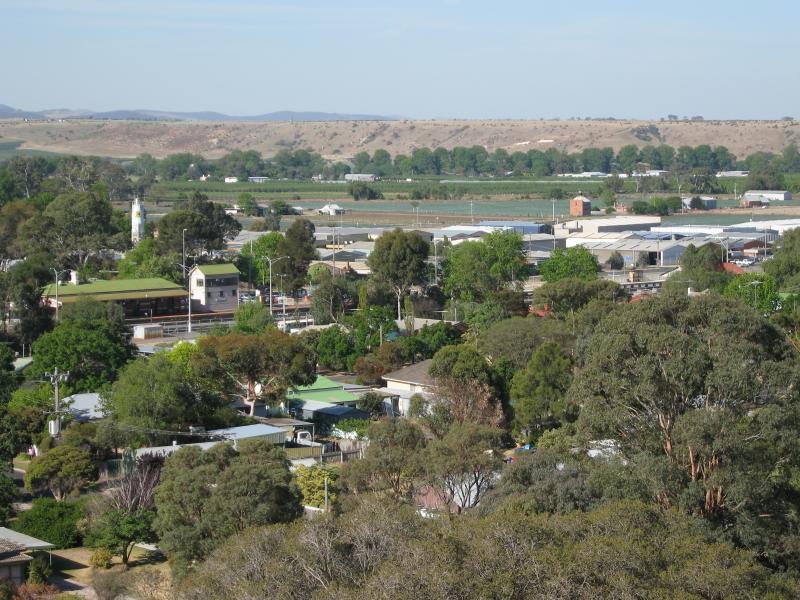 Bacchus Marsh - Views from road along northern boundary of Bacchus Marsh Grammar School: View north east towards railway station and Chicory Kiln