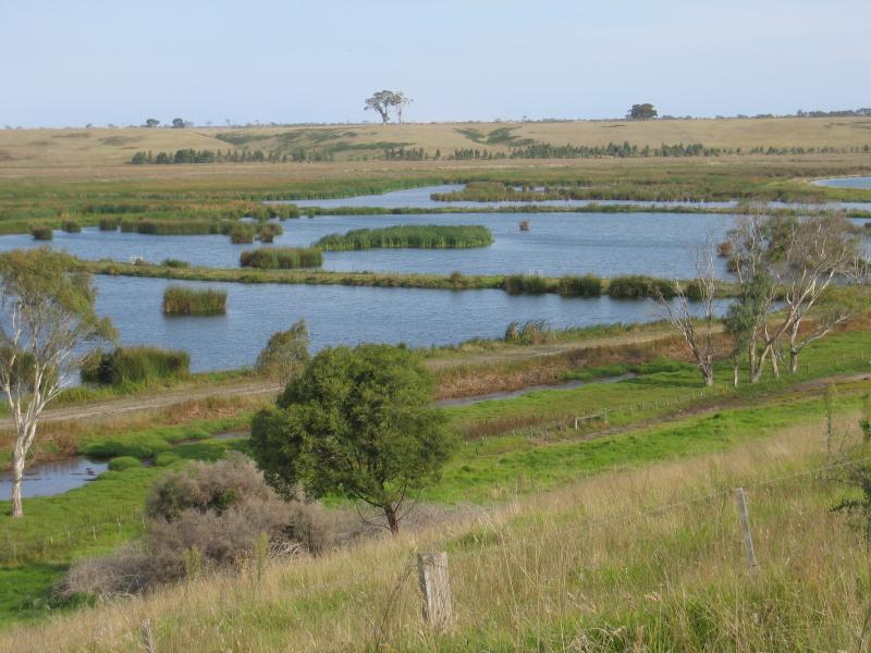 Bairnsdale - McLeods Morass State Game Reserve, Saleyards Road: Southerly views across wetlands from Saleyards Rd near tip