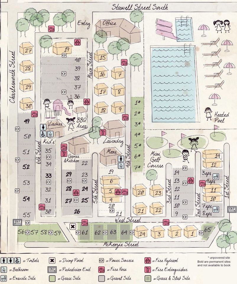 Eureka Stockade Holiday Park - Park map
