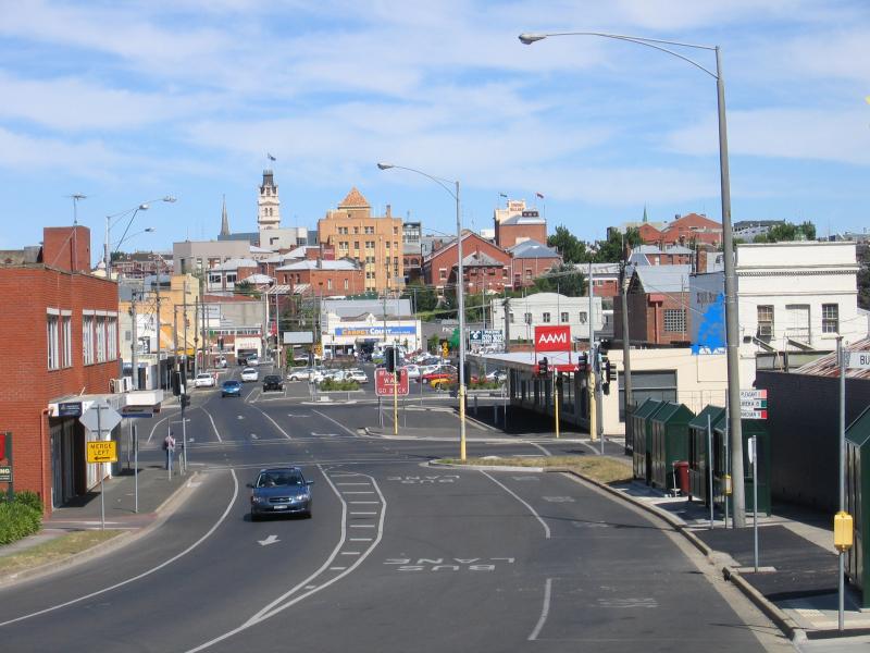 Ballarat - Bridge Street Mall, Bakery Hill and surroundings: View west along Curtis St towards Peel St