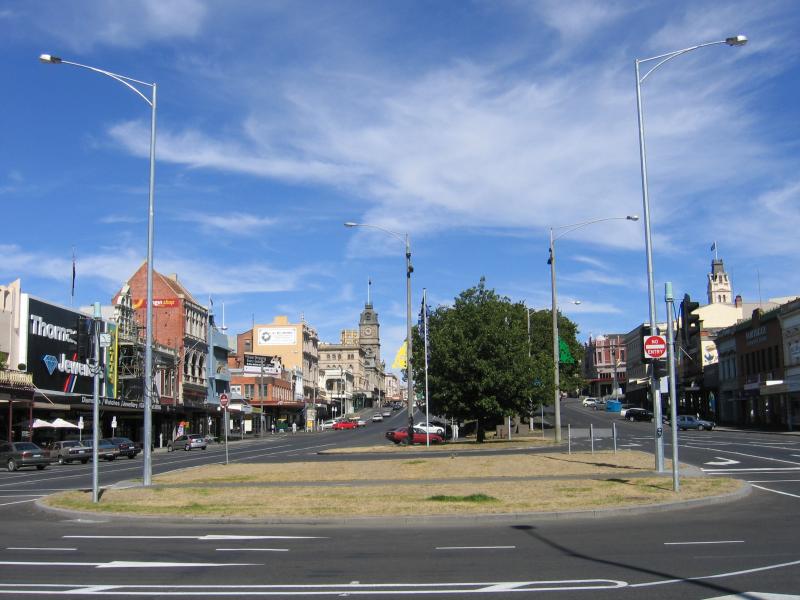 Ballarat - Shops and commercial centre in Sturt Street: View west along Sturt St at Grenville St