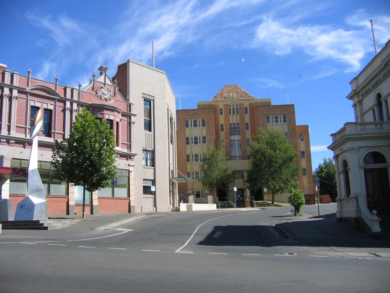 Ballarat - Shops and commercial centre in Sturt Street: View north along Camp St at Sturt St