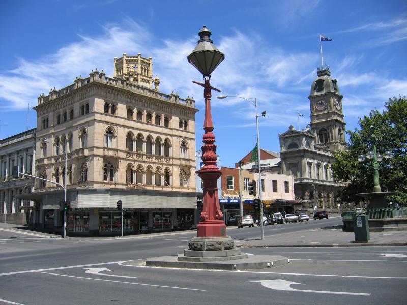 Ballarat - Shops and commercial centre in Sturt Street: View west along Sturt St at Lydiard St
