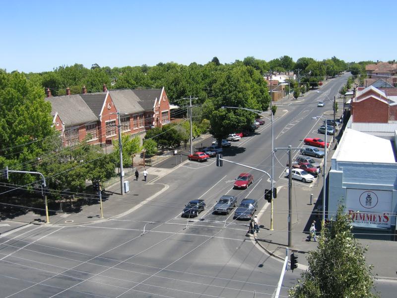 Ballarat - Armstrong Street area: View from Central Square rooftop car park, west Dana St at Doveton St