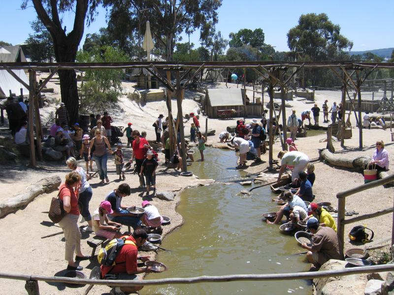 Ballarat - Sovereign Hill, Bradshaw Street: Diggings and gold panning area