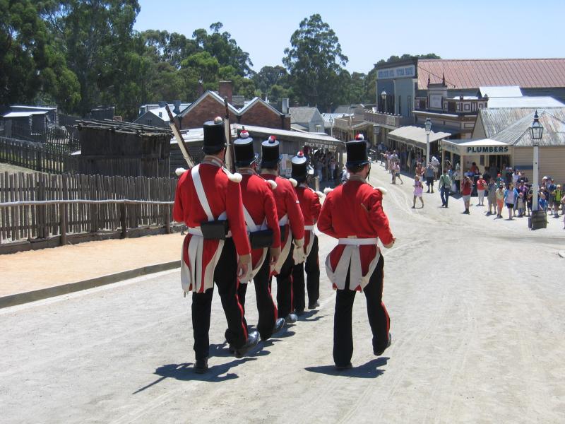 Ballarat - Sovereign Hill, Bradshaw Street: Soldiers on Main Street