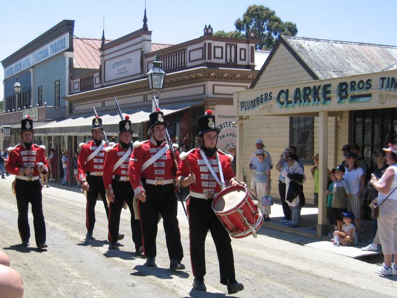 Ballarat - Sovereign Hill, Bradshaw Street: Soldiers on Main Street