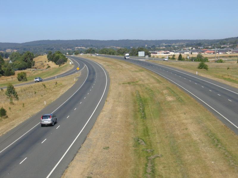 Ballarat - Around Ballarat: View east along Western Freeway from Midland Highway overpass