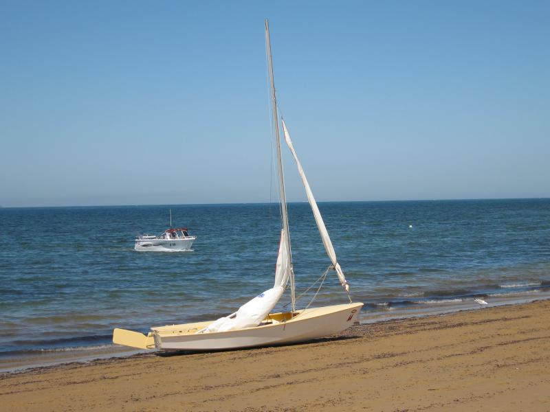 Balnarring - Beach at end of Balnarring Beach Road: Yacht on beach