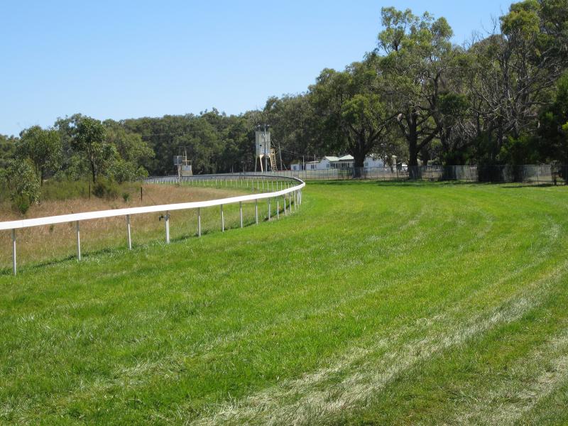 Balnarring - Balnarring Racecourse at Emu Plains Reserve, Coolart Road: View along race track