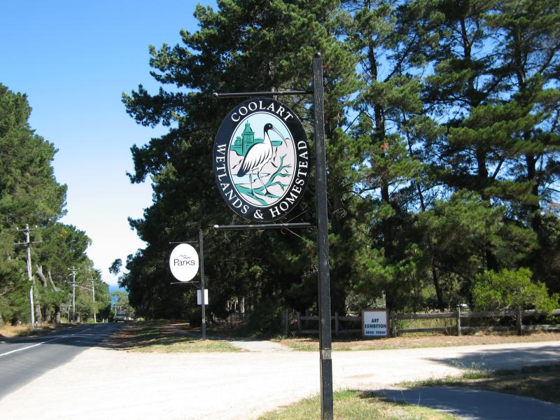 Balnarring - Coolart Wetlands and Homestead, Lord Somers Road: View south along Lord Somers Rd towards entrance