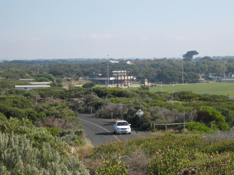 Barwon Heads - The Bluff (Point Flinders), views from lookouts and walking tracks: View north towards oval at caravan park