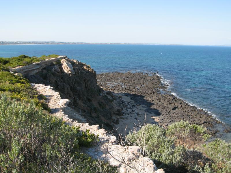 Barwon Heads - The Bluff (Point Flinders), views from lookouts and walking tracks: View east along coast towards The Bluff