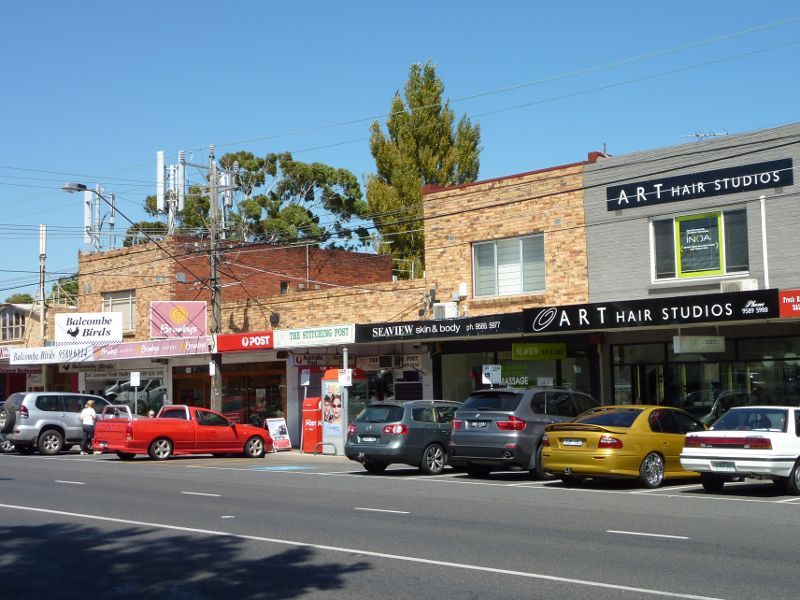 Beaumaris - Shops at junction of Balcombe Road and Cromer Road: Shops on south side of Balcombe Rd