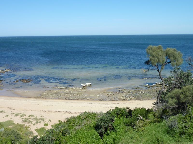 Beaumaris - Beach opposite Surf Avenue: View over beach towards the bay