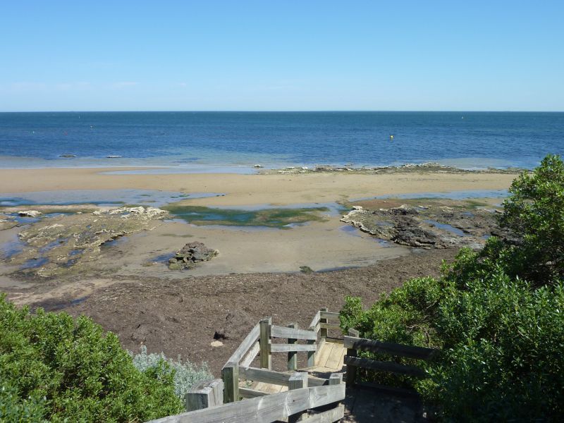 Beaumaris - Beach near end of Haydens Road: View over beach towards the bay