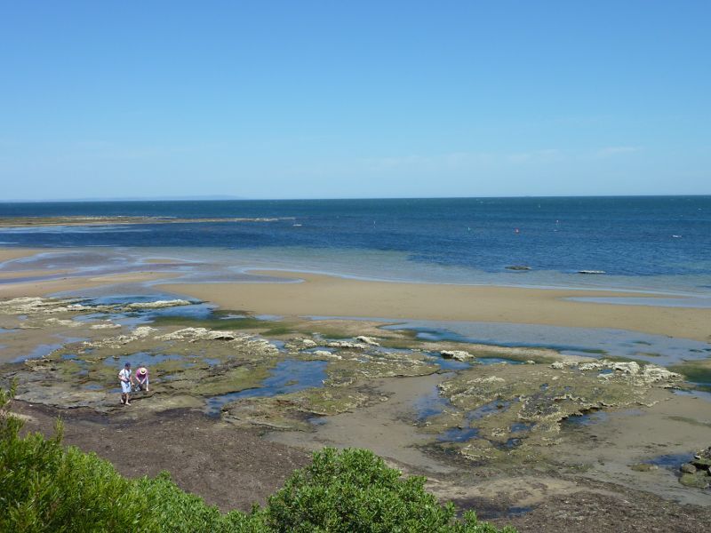 Beaumaris - Beach near end of Haydens Road: Southerly view over beach towards the bay