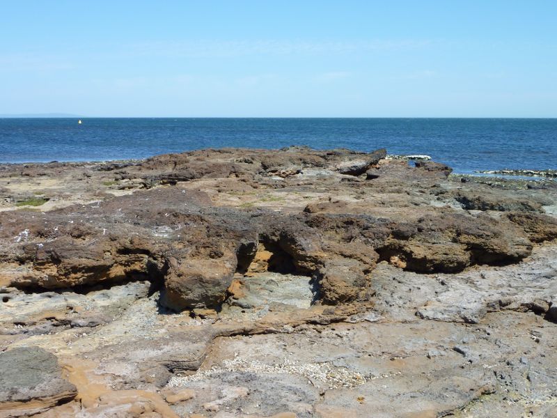 Beaumaris - Beach between Beaumaris Yacht Club and Ricketts Point: Rock platform near Reserve Rd