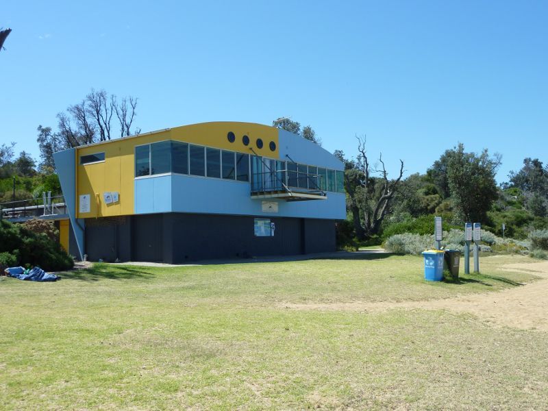 Beaumaris - Beach and cliff top path near Beaumaris Life Saving Club: Beaumaris Life Saving Club